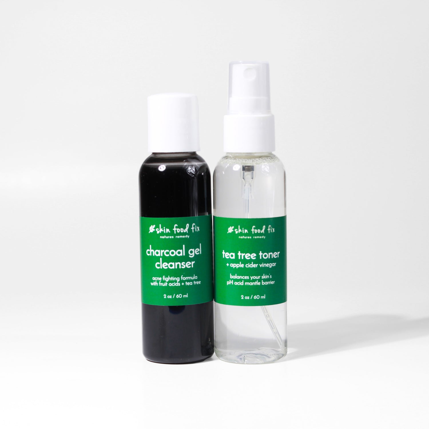 charcoal cleanser tea tree toner acne set