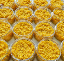 Load image into Gallery viewer, rows of turmeric and neem salt scrub jars 
